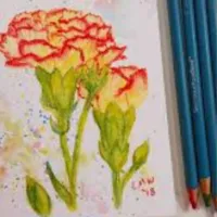 A water color painting of two flowers.