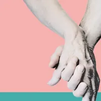 Holding hands.