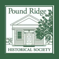 The Pound Ridge Historical Society logo green and white lexigraph of the PRHS museum