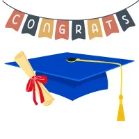 graduation cap diploma congratulations banner