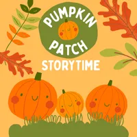 graphic of pumpkis in a patch with autumn colored leaves