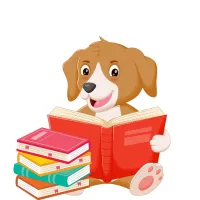 cartoon of dog reading books