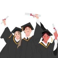 cartoon of teenagers holding diplomas