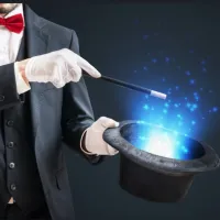 magician holding top hat and wand