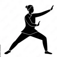 Silhouette in Tai Chi pose.