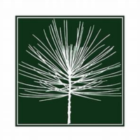 A white pine leaf on dark green background - logo of the Pound Ridge Land Conservancy.