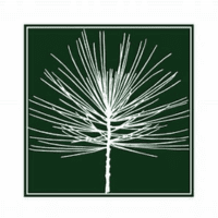 The logo for the Pound Ridge Land Conservancy, a white tree on a dark green background.