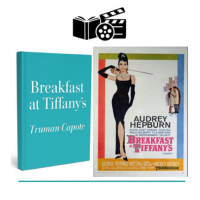 the cover of the book Breakfast at Tiffany's and the movie poster